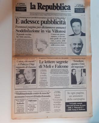 LA REPUBBLICA Aprile 1989 -  E adesso: pubblicità