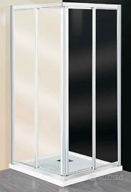 BOX DOCCIA IN ALLUMINIO BIANCO E CRISTALLO 140 -70