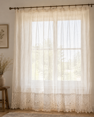 Tenda Vintage Lino e Cotone Pizzo Fatto a Mano