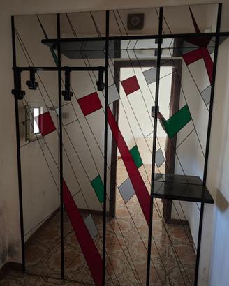 Mobile ingresso in vetro con appendiabiti mensole