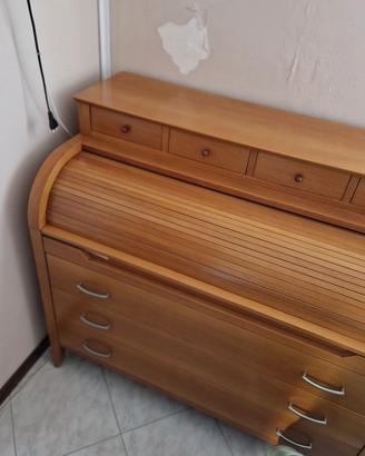 Tromò/scrittoio in legno con serrandina, elegante