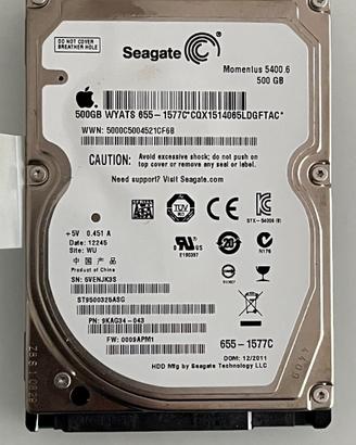 Hard disk HDD Seagate Apple 500 GB Momentus 5400.6