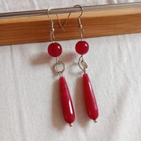 Orecchini pendenti giada rossa
