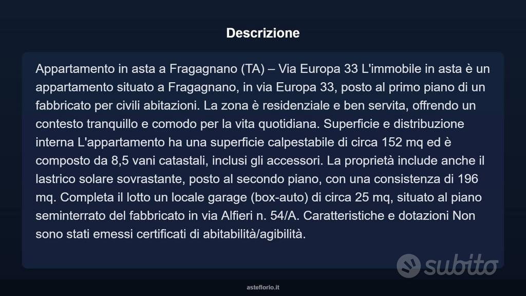 Appartamento – Fragagnano, Taranto - Altro