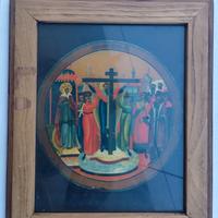 vecchio quadretto con cornice in legno 