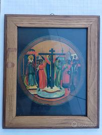 vecchio quadretto con cornice in legno 