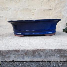 Vaso ovale gres smaltato per bonsai GS06O
