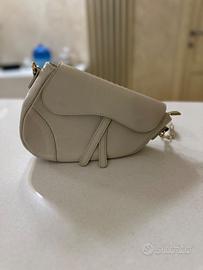 Mini borsa a tracolla in vera pelle beige