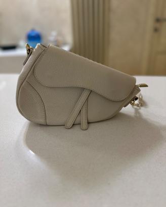 Mini borsa a tracolla in vera pelle beige