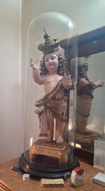 Bambin Gesù di gesso in campana 