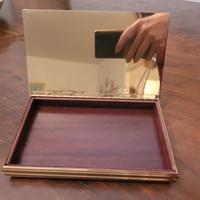 Scatola vintage in ottone con interno in radica