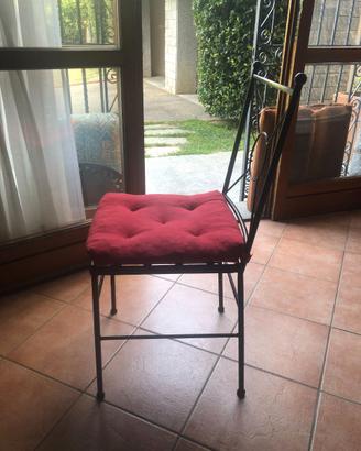 6 sedie in ferro battuto con cuscino