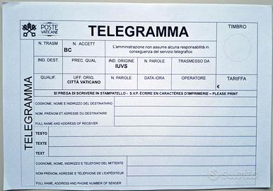 716 - MODULO - POSTE VATICANE - TELEGRAMMA