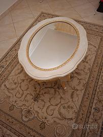 Tavolino ovale con specchio  barocco  avorio