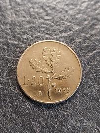 20 Lire 1958 Quercia Italia