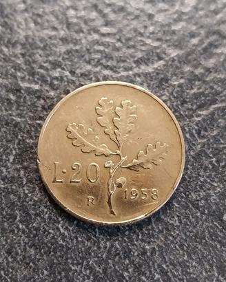 20 Lire 1958 Quercia Italia