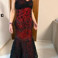 Abito lungo Detlef Mandel Avantgarde rosso e nero