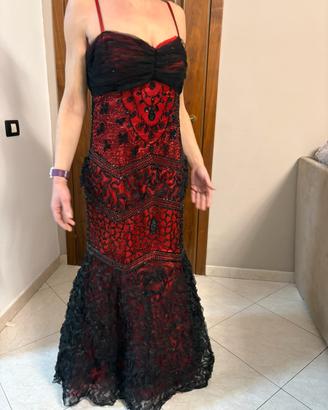Abito lungo Detlef Mandel Avantgarde rosso e nero