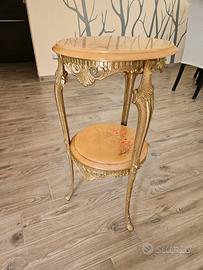 tavolino mobiletto salotto tondo con marmo rosa