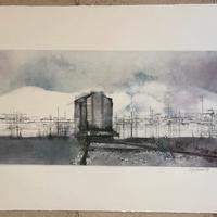 Litografia Renzo Vespignani “scalo ferroviario”