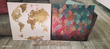 2 Canvas + scritta in legno