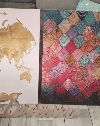 2 Canvas + scritta in legno