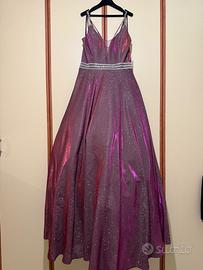 Vestito Atmosfera lungo viola glitterato