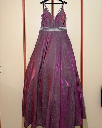 Vestito Atmosfera lungo viola glitterato