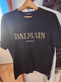 t-shirt balmain nera oro