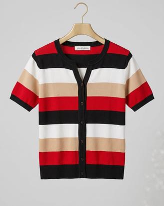 Cardigan a righe color block in viscosa e cotone 