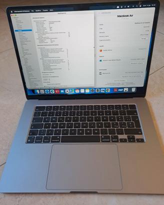 Apple MacBook Air 15" M2-8GB-ssd 256GB-Argento