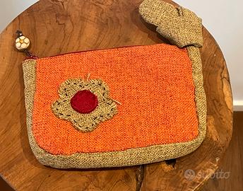 Thun pochette astuccio tela grezza con ciondolo