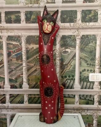 STATUA DI GATTO IN LEGNO 