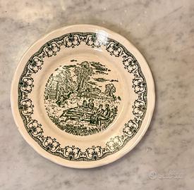 Piatto vintage da collezione verde e bianco