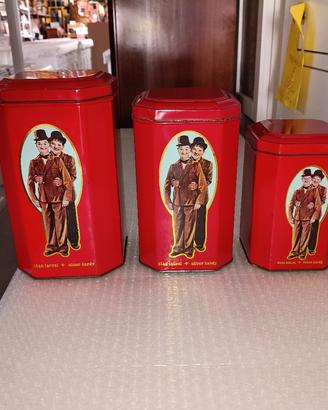 Lotto 3 Scatolette a Matrioska Olio e Stanlio 1981