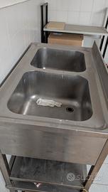 lavello e piano in acciaio 1+1