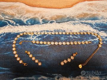Parure acciaio gold tipo Swarowski 
