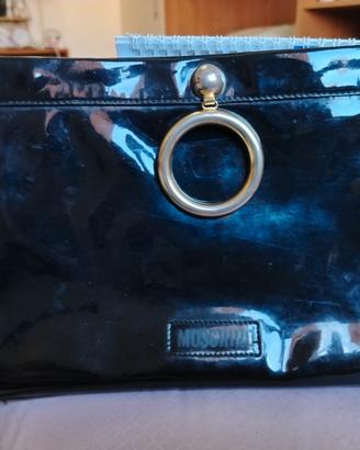 pochette in vernice nera Moschino