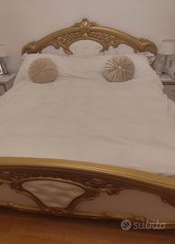 letto stile barocco oro e bianco