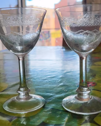 set 2 bicchieri vintage cristallo