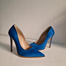 Scarpe decollete blu elettrico tacco alto a punta