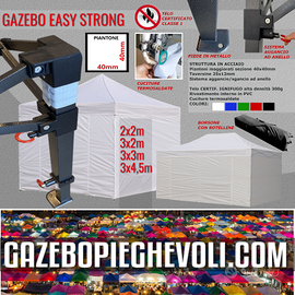 Gazebo 3x3 bianco pieghevole certificato eventi pv