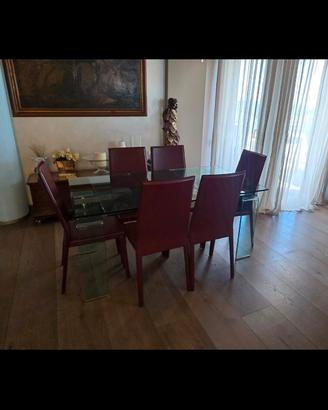 TAVOLO CRISTALLO + SEDIE CASSINA