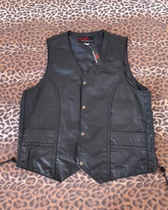 Gilet da moto in pelle Pak Sports  NUOVO 