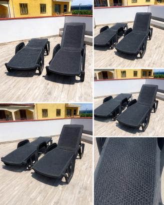 Lettini solarium plastica stile rattan reclinabili