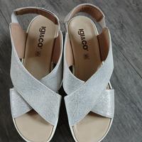 scarpe sandalo argento  con plateau IGI & Co