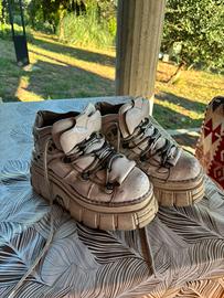 New Rock Sneaker Stivaletto in pelle bianca Gotico