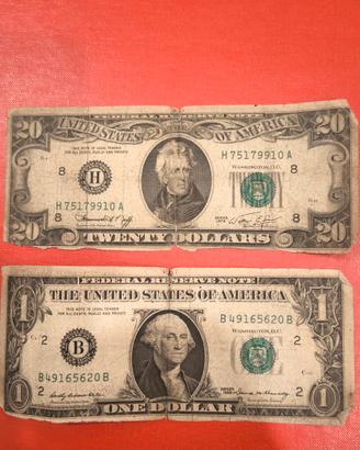 20 Dollari americani e 1 dollaro