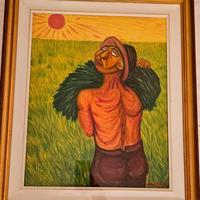 Dipinto originale a olio su tela, figura espressio