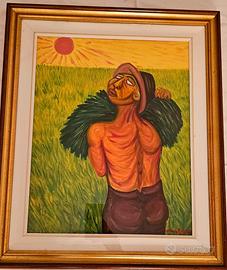 Dipinto originale a olio su tela, figura espressio